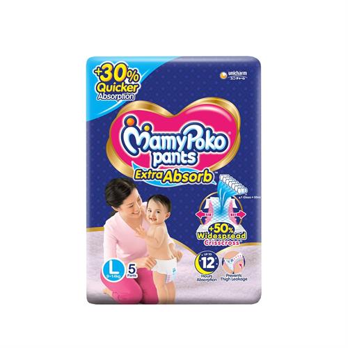 MamyPoko Pants Extra Absorb Baby Diapers, Large (L), 5