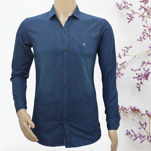 PANCH PED CASUAL DENIM SHIRT NAVY BLUE- M