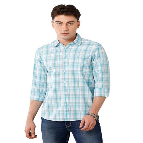 ZOOMMARK MENS SHIRT BLUE CHECKS-M