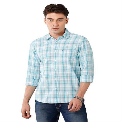 ZOOMMARK MENS SHIRT BLUE CHECKS-M