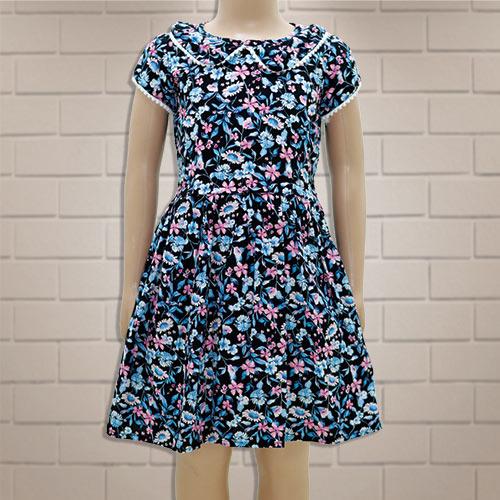 G.GIRL FROCK BLACK FLORAL PRINTED- 4 Y