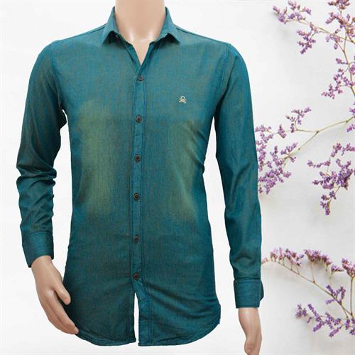 PANCH PED CASUAL DENIM SHIRT DARK GREEN- M