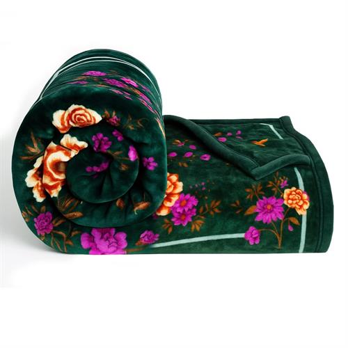 SUPER SOFT BLANKET DARK GREEN PRINTED - KING SIZE