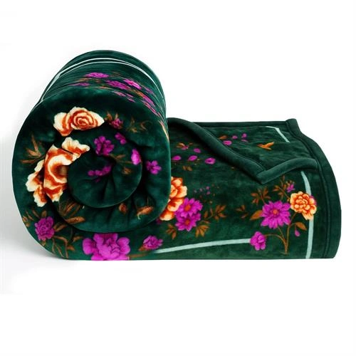 SUPER SOFT BLANKET DARK GREEN PRINTED - KING SIZE