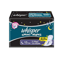 WHISPER ULTRA NIGHTS XL PLUS WINGS SANITARY PAD 16PD