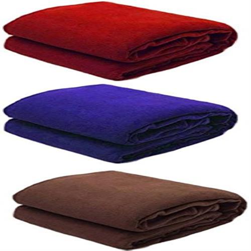 MULTI COLOUR BLANKETS SETS OF 3 (Red, Blue, Brown) King Size