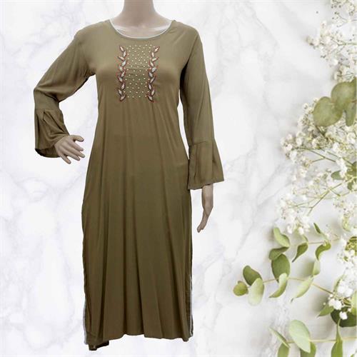 MG LONG KURTA LIGHT BROWN- L