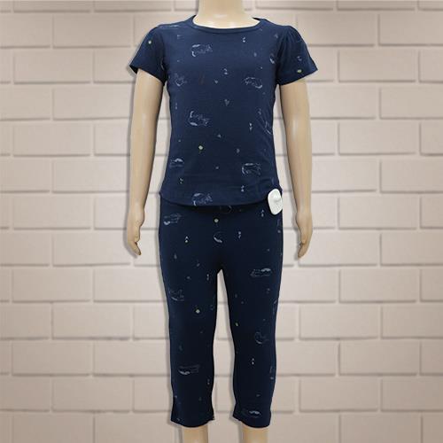 KIDS M-ONE CASUAL T-SHIRT & LOWER SET DARK NAVY-2 Y