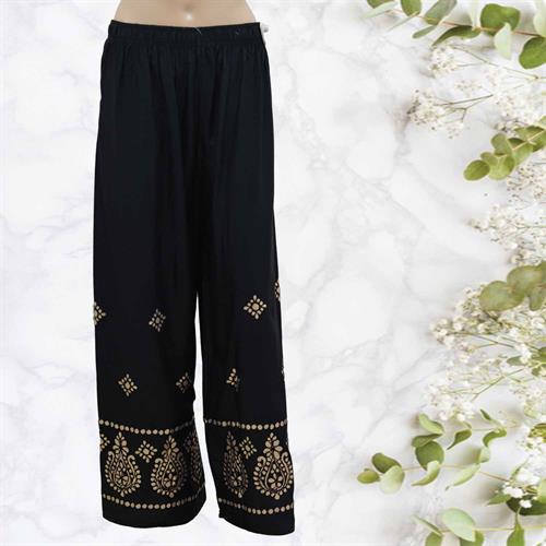 PLAZO PARIS - BLACK PRINTED  - FREE SIZE                                                                  