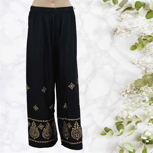 PLAZO PARIS - BLACK PRINTED  - FREE SIZE                                                                  