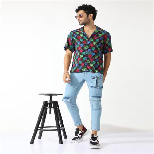 VINATAGE MEN HALF SHIRT PRINTED-XL