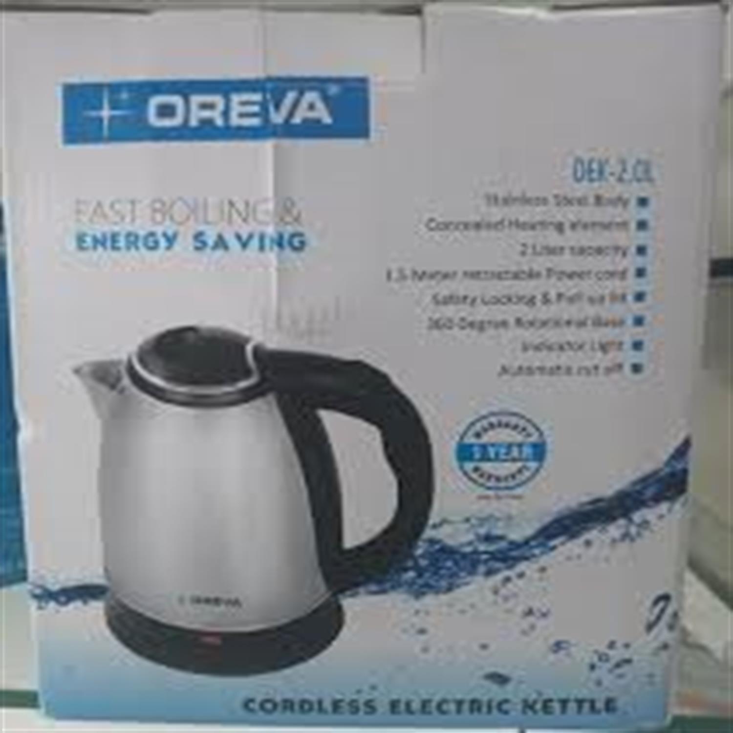 OREVA FASTING BOILING CORDLESS ELECTRIC KETTLE 2LTR