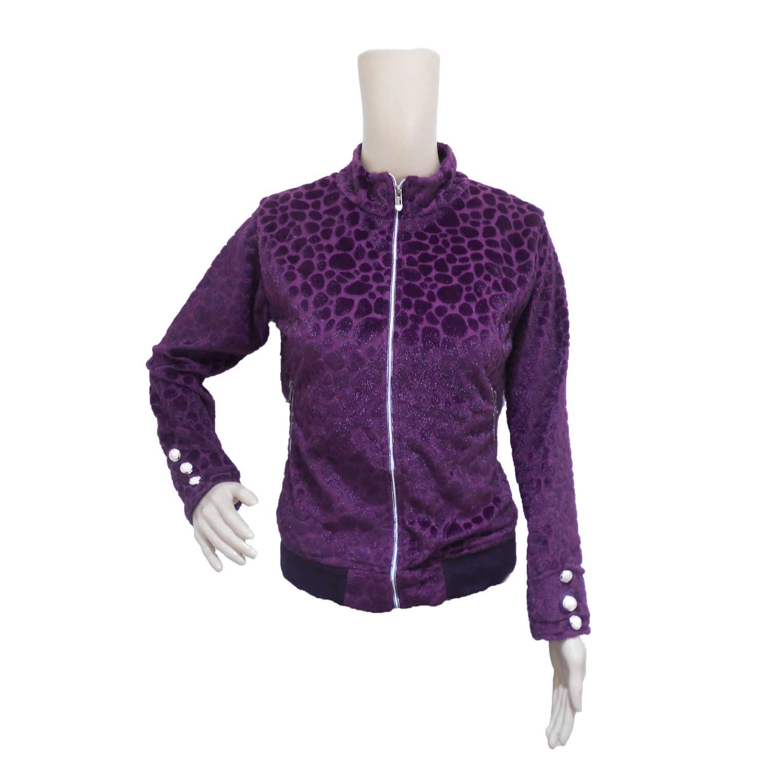 LADIE'S MISFIT JACKET VELVET PURPLE FREE SIZE