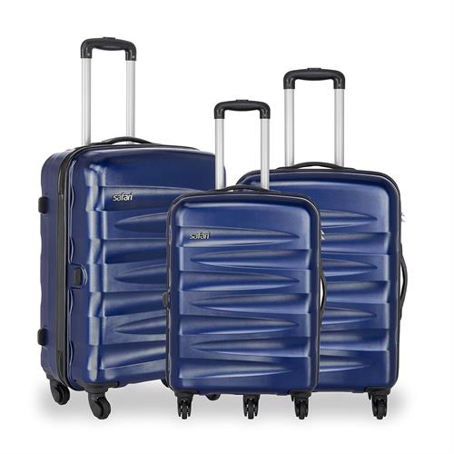 Safari Polycarb Trolley Bag (Set Of 3) blue