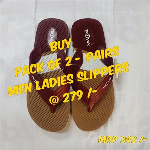 PACK OF 2-PAIRS TRV MENS/LADIES SLIPPERS 7