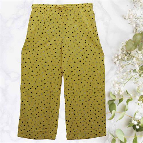 PARIS FASHION PLAZZO TRIANGLE PRINTED YELLOW- XL