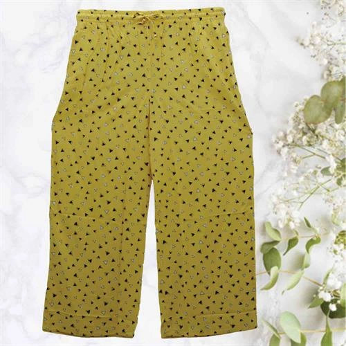 PARIS FASHION PLAZZO TRIANGLE PRINTED YELLOW- XL