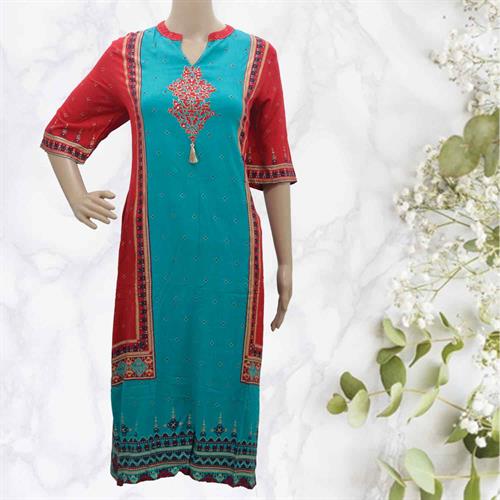 SHREE KURTA RED GREEN-L