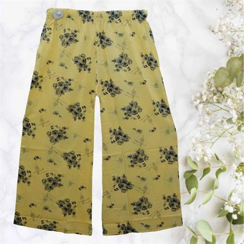 PARIS FASHION PLAZZO PRINTED YELLOW- XL