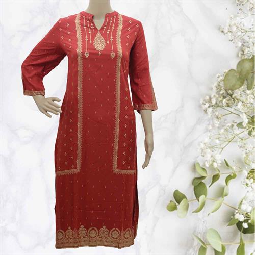 SHREE ETHNIC KURTI RED-L