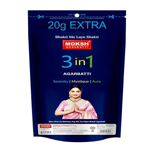 MOKSH 3 FRAGRANCE AGARBATTI 140GM