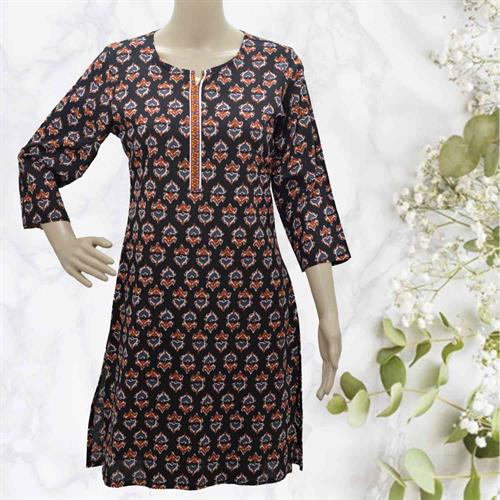 SOCH SHORT KURTA BLACK PRINTED-S