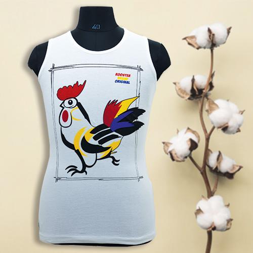 JOMO HALF T-SHIRT WHITE PRINTED- FREE SIZE