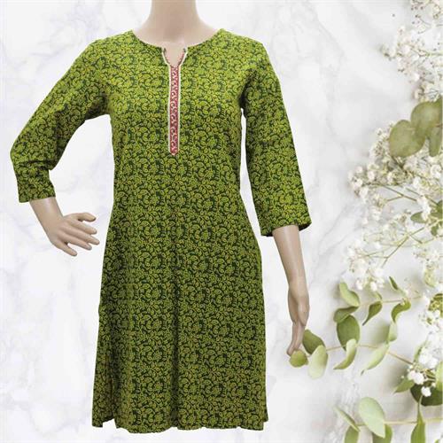 SOCH SHORT KURTA GREEN PRINTED-S