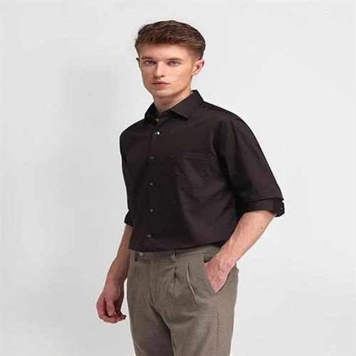 ZOOMMARK MENS SHIRT DARK BROWN-3XL