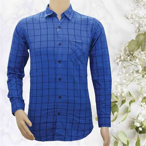 LONDON FOX CASUAL SHIRT BLOCKS BLUE - M