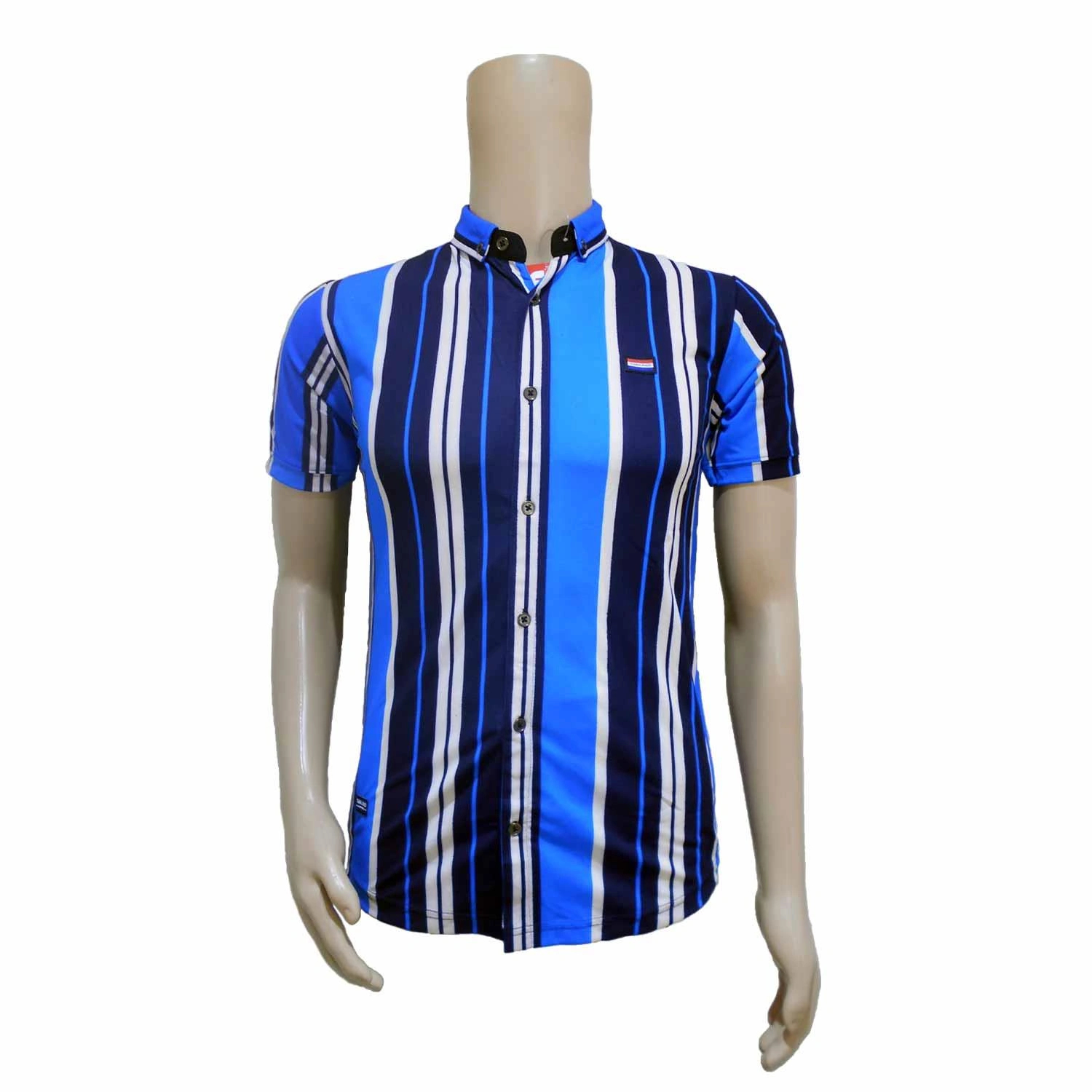 MEN'S CASUAL SHIRT THAILAND STRIPED BLUE SIZE-M
