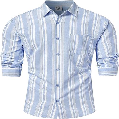 ZOOMMARK MENS SHIRT WHITE STRIPED -XXL