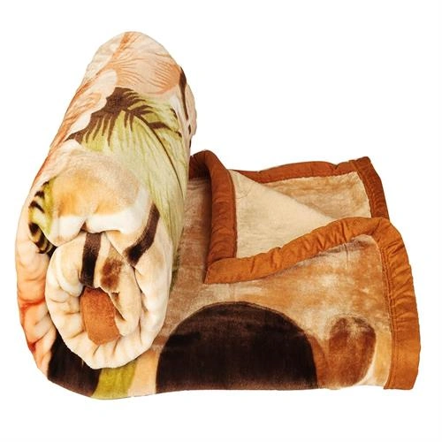 SUPER SOFT BLANKET LIGHT ORANGE PRINTED - KING SIZE